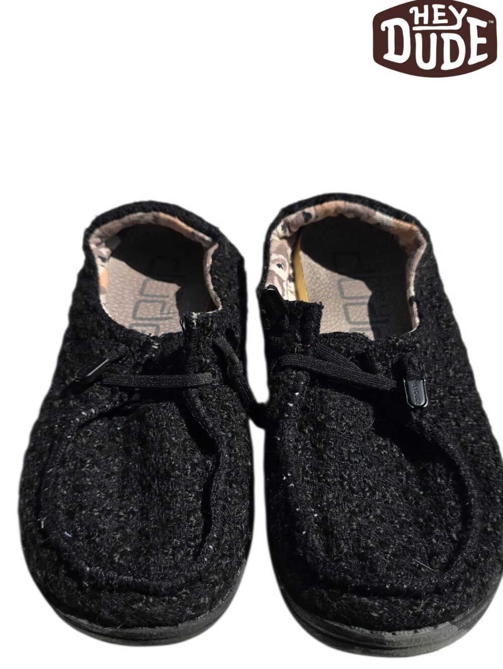 HEY DUDE Wendy Black Woven Caviar Size 6